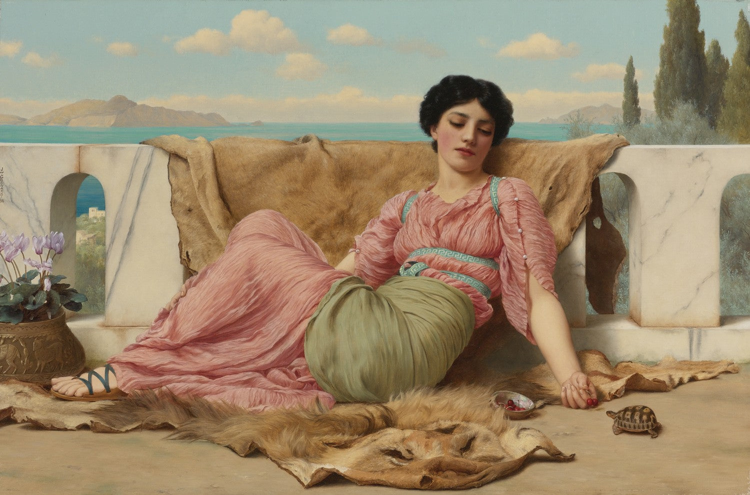 The quiet pet by John William Godward