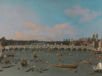 Westminster Bridge, with the Lord Mayor's Procession on the Thames by Canaletto