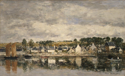 Village by a River by Eugène Boudin