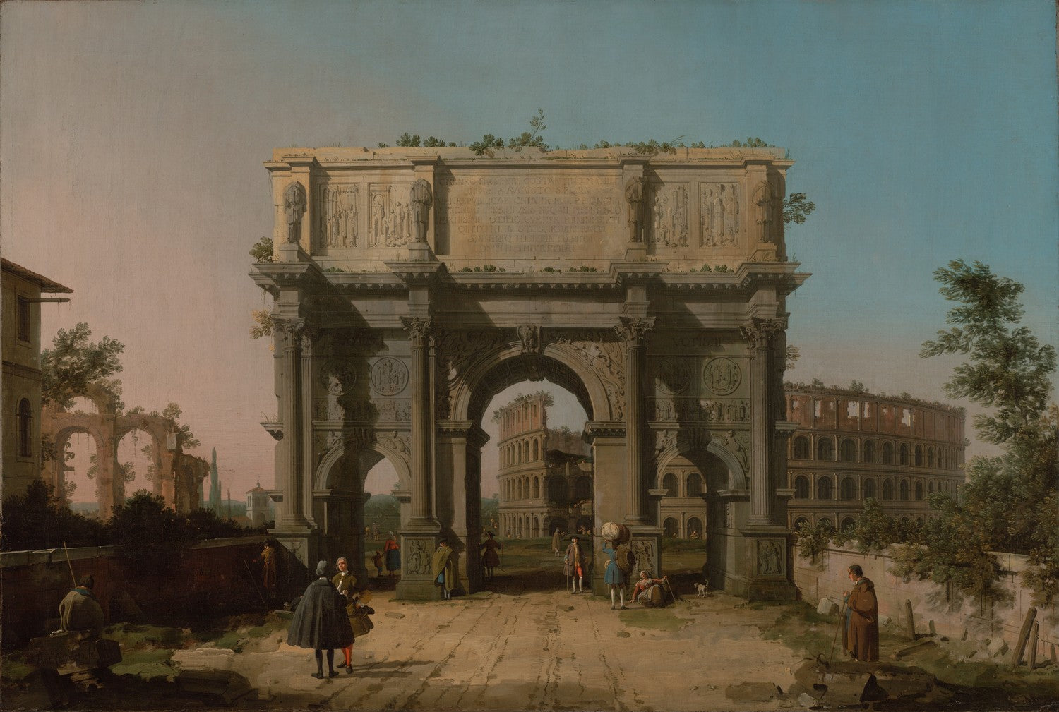 View of the Arch of Constantine with the Colosseum by Canaletto