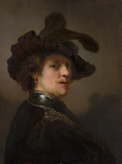 Tronie' of a Man with a Feathered Beret by Rembrandt