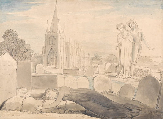 The Widow Embracing Her Husband's Grave by William Blake