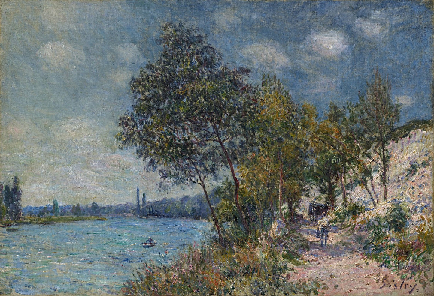 The Stone Quarries at Veneux in the Sun, Morning by Alfred Sisley