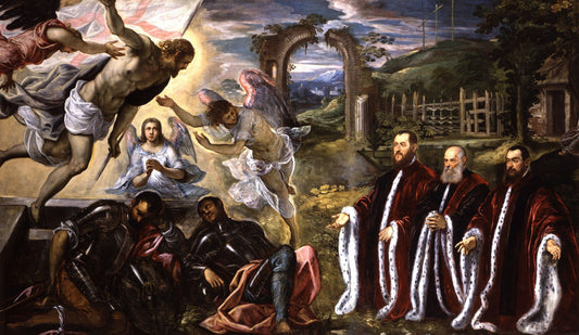 The Risen Chirist and portraits of three Avogadors by Tintoretto