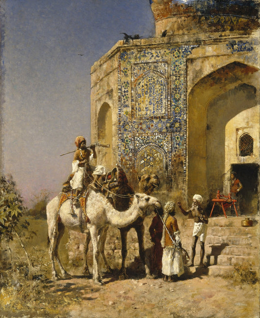 The Old Blue-Tiled Mosque Outside of Delhi, India by Edwin Lord Weeks