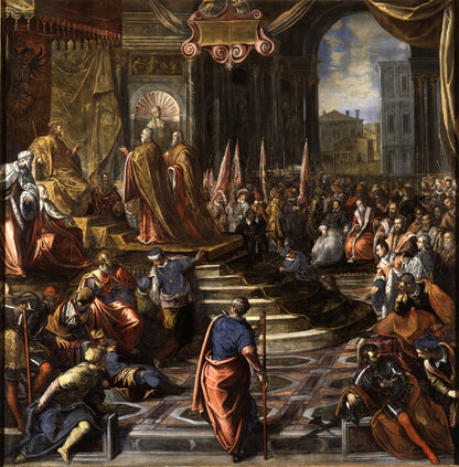 The ambassadors of Doge Ziani petition in vain for Barbarossa to make peace with Alexander III by Tintoretto