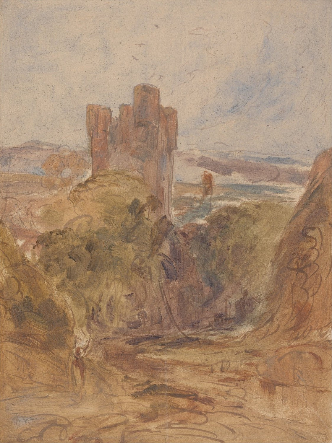 Tantallon Castle (?), a study - by J. M. W. Turner