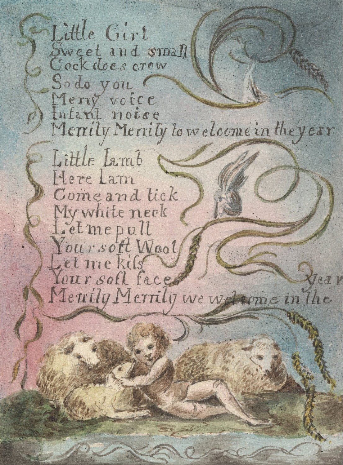 Songs of Innocence and Experience,  pl. 13: 'Spring' pl. 2, 'Little Girl...' by William Blake