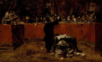 Sketch for a Picture--Columbus before the Council of Salamanca (B) (Christopher Columbus before the Spanish Council) by William Merritt Chase