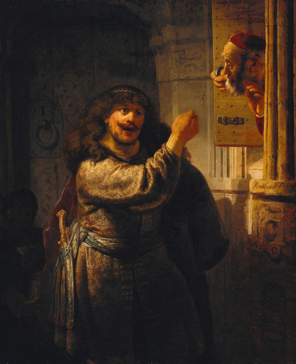 Simson threatened his father-in-law by Rembrandt