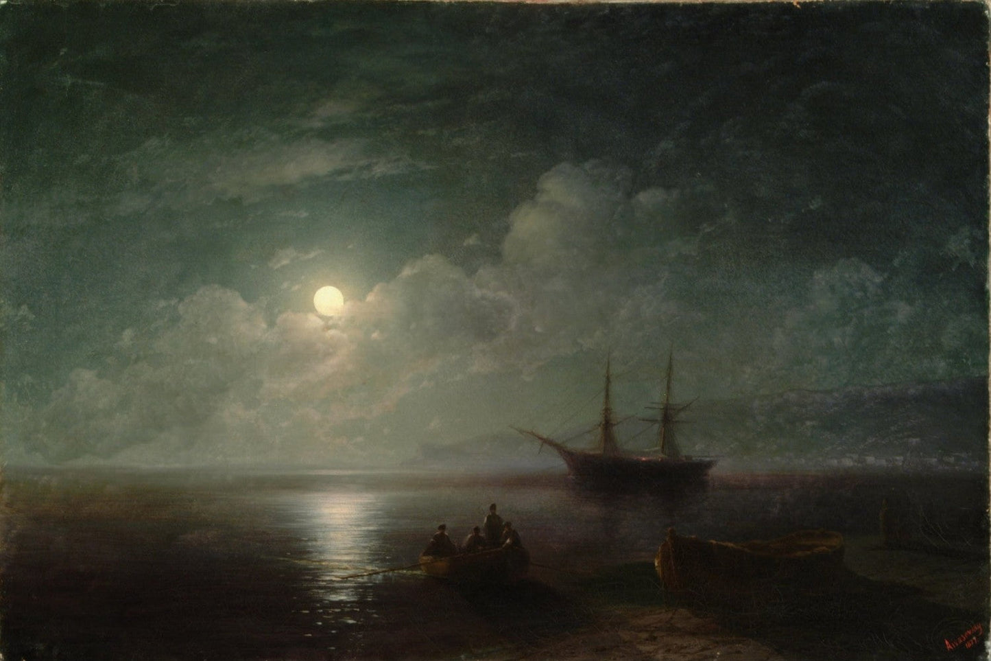 Seacape with Full Moon by Ivan Aivazovsky