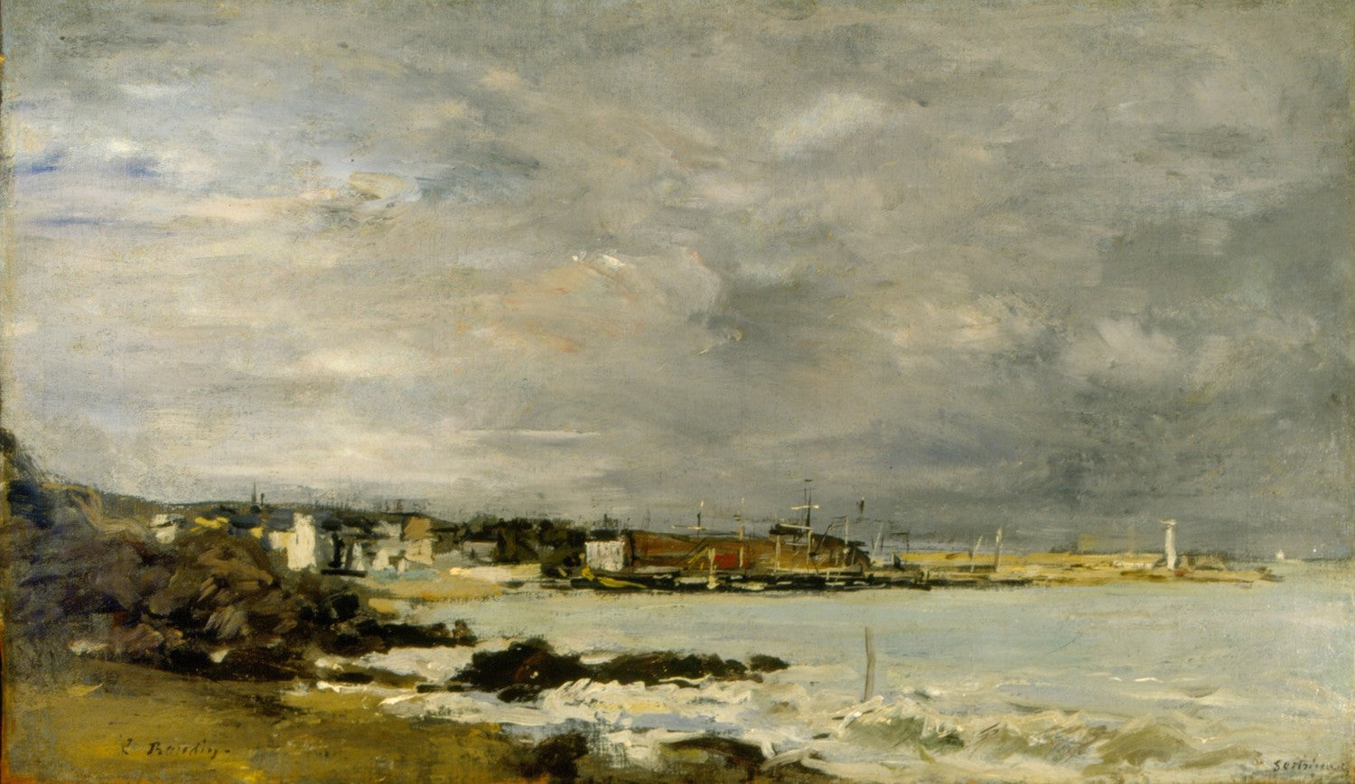 Scene of a beach and reefs by Eugène Boudin