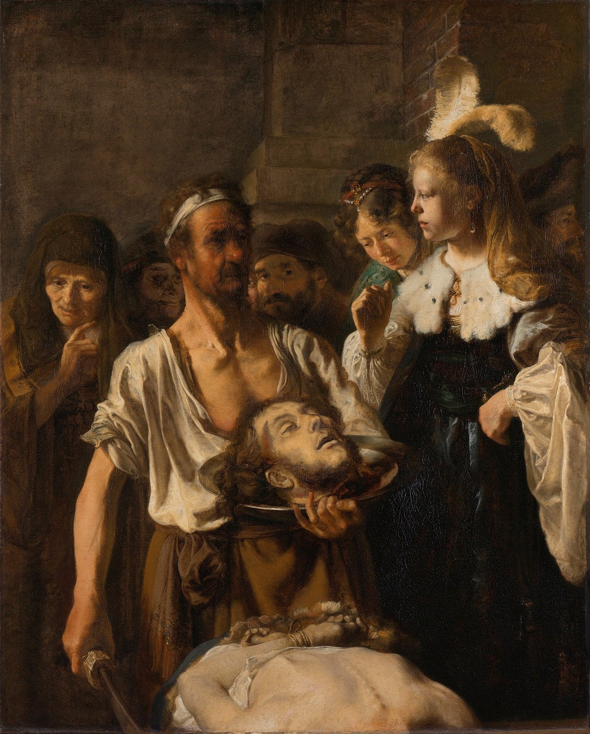 Salome ontvangt het hoofd van Johannes de Doper by Rembrandt