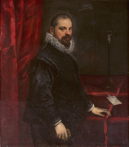 Retrato de un hombre con carta y crucifijo by Tintoretto