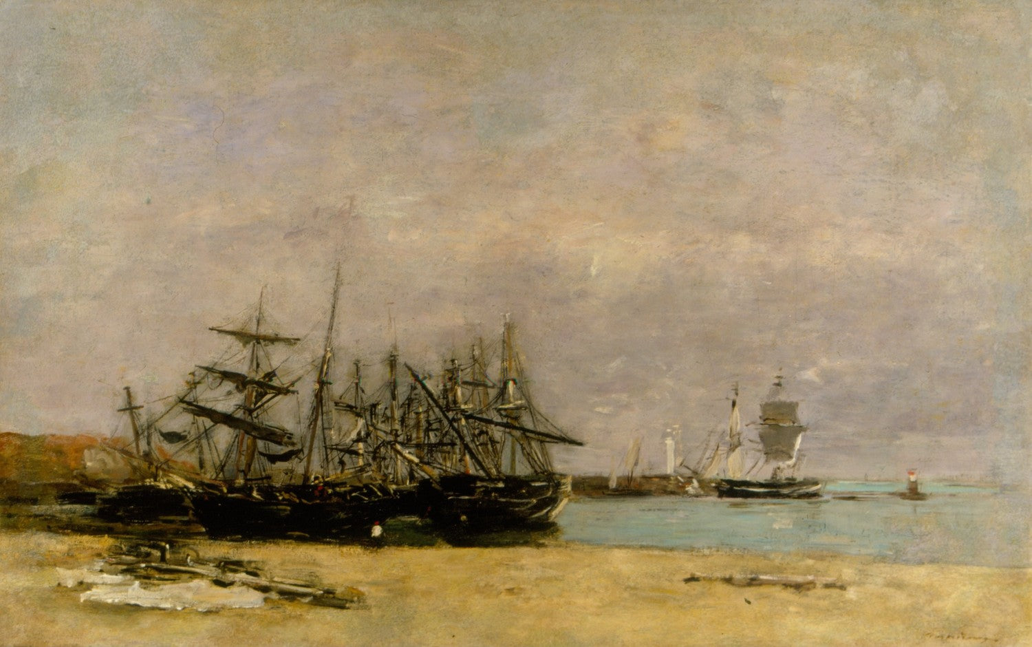 Portrieux - Run aground Boats by Eugène Boudin