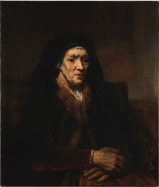 Portrait of a Seated Woman with Her Hands Clasped by Rembrandt