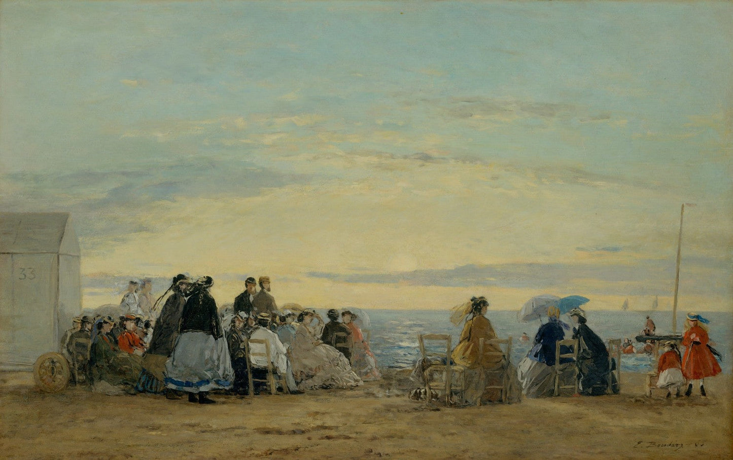 On the Beach, Sunset by Eugène Boudin