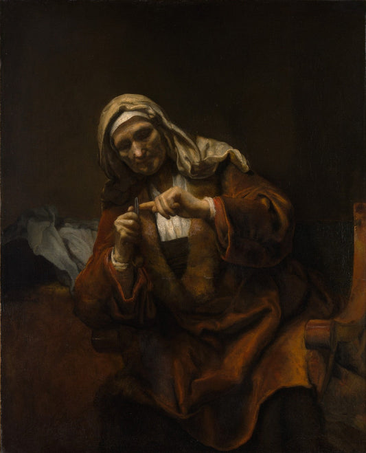 Old Woman Cutting Her Nails by Rembrandt