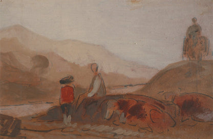 Mountainous Landscape with Figures by a Lake by J. M. W. Turner