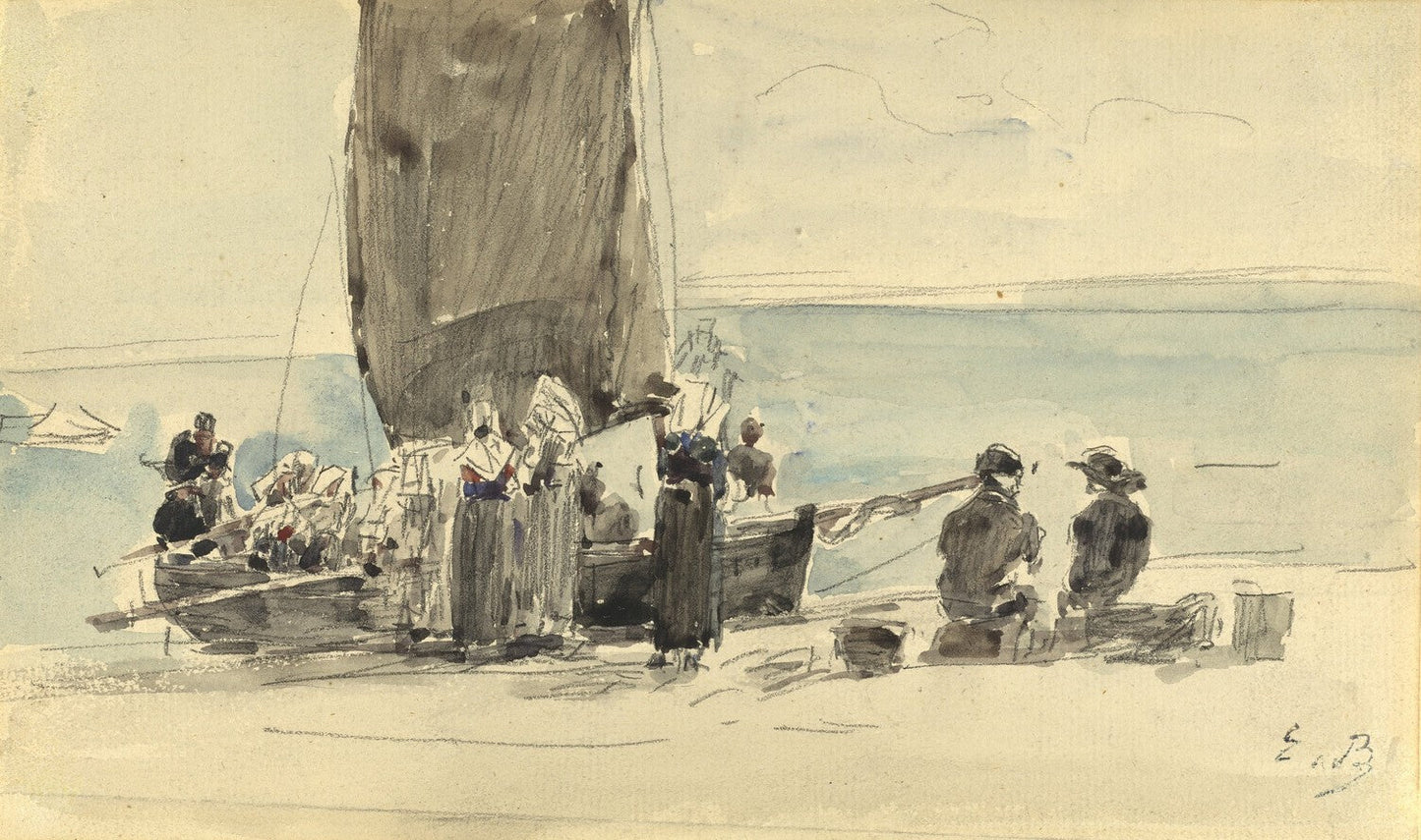 Loading the Boats by Eugène Boudin