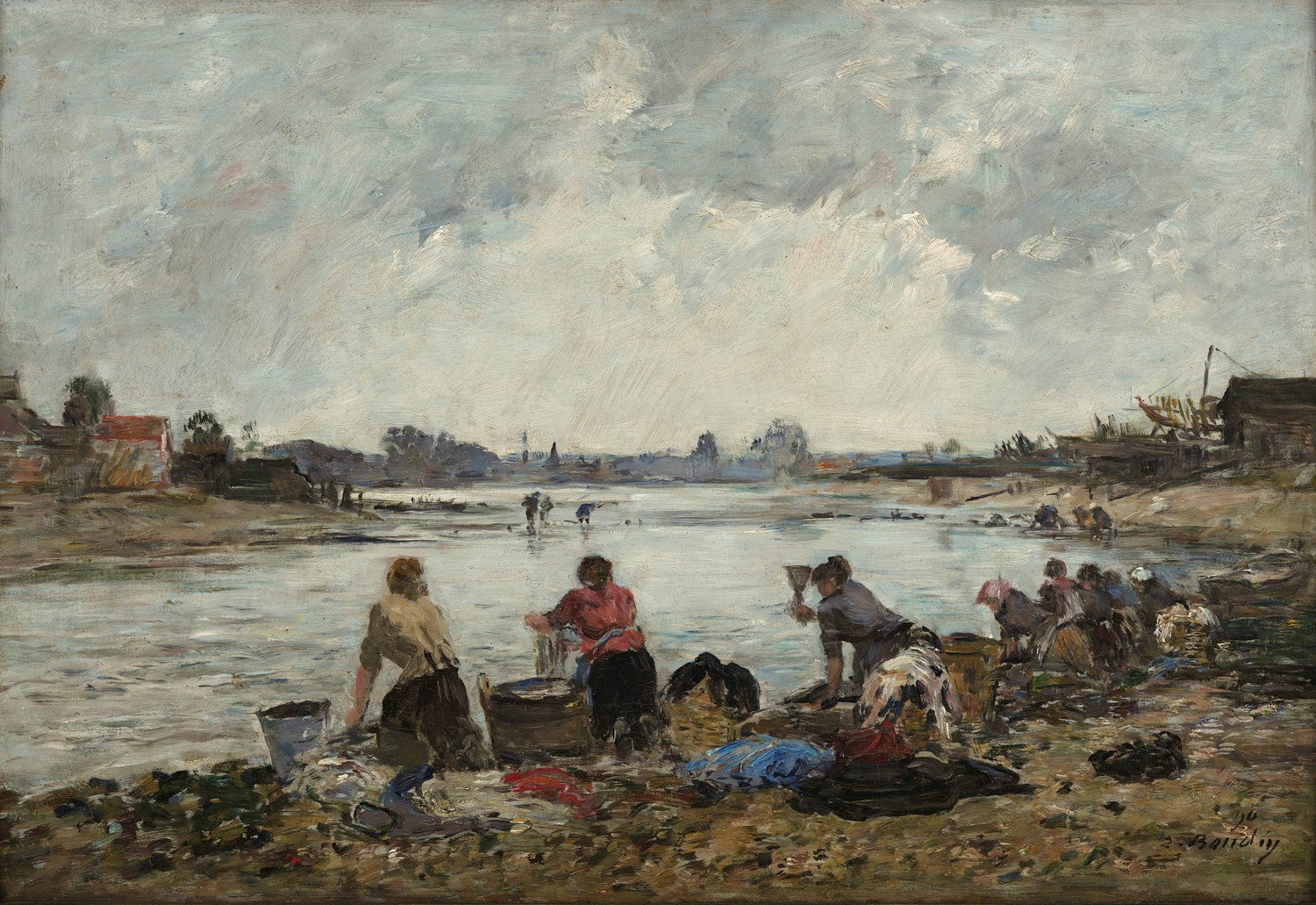 Lavadeiras nas margens do Touques by Eugène Boudin