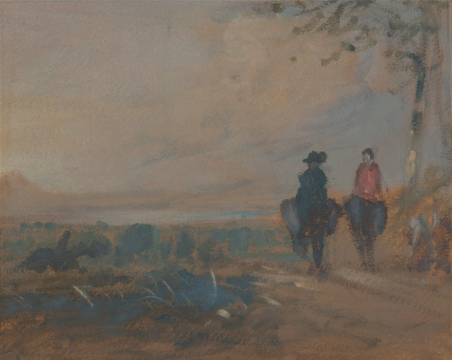 Landscape with Lake and Two Figures Riding by J. M. W. Turner