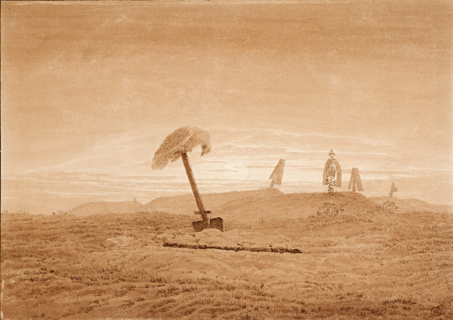 Landscape with Graves, c. 1835-1837 by Caspar David Friedrich