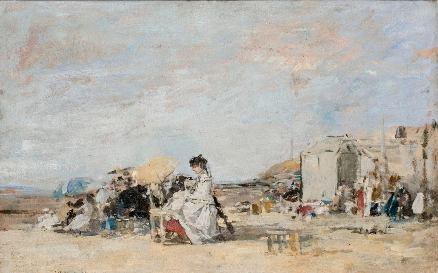 Lady in White on the Beach at Trouville by Eugène Boudin