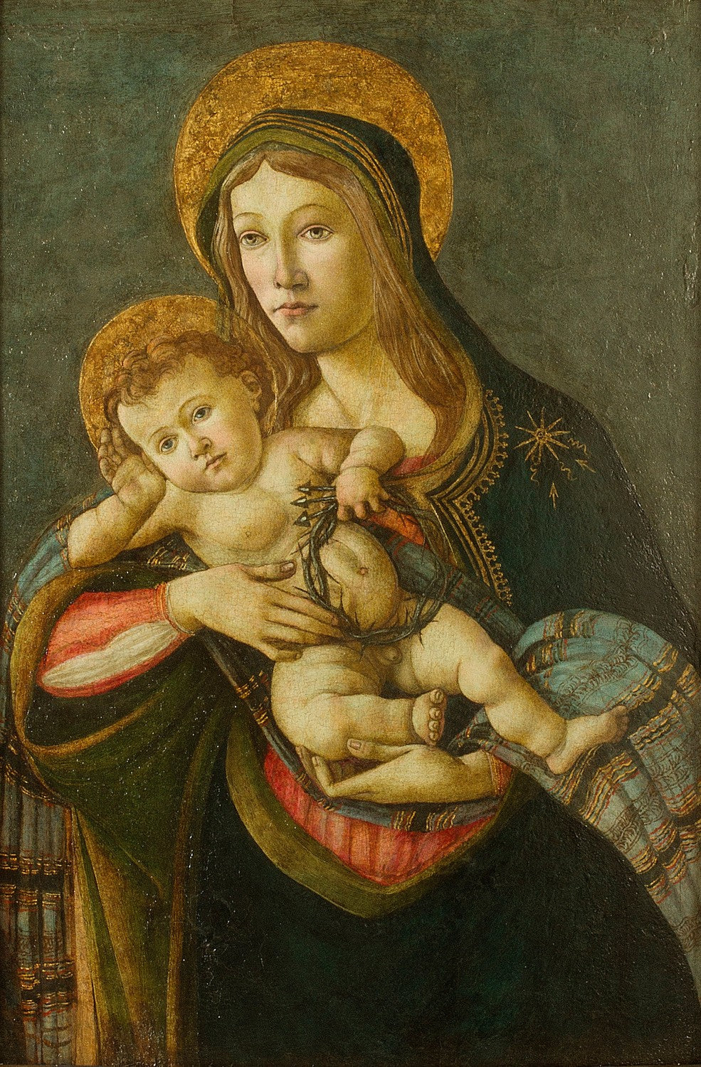 La Vírgen y el niño con la corona de espinas y tres clavos by Sandro Botticelli