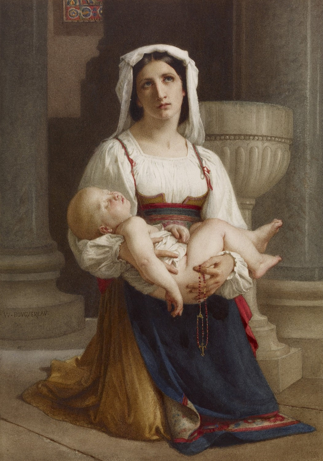 Italian Peasant Kneeling with Child by William-Adolphe Bouguereau