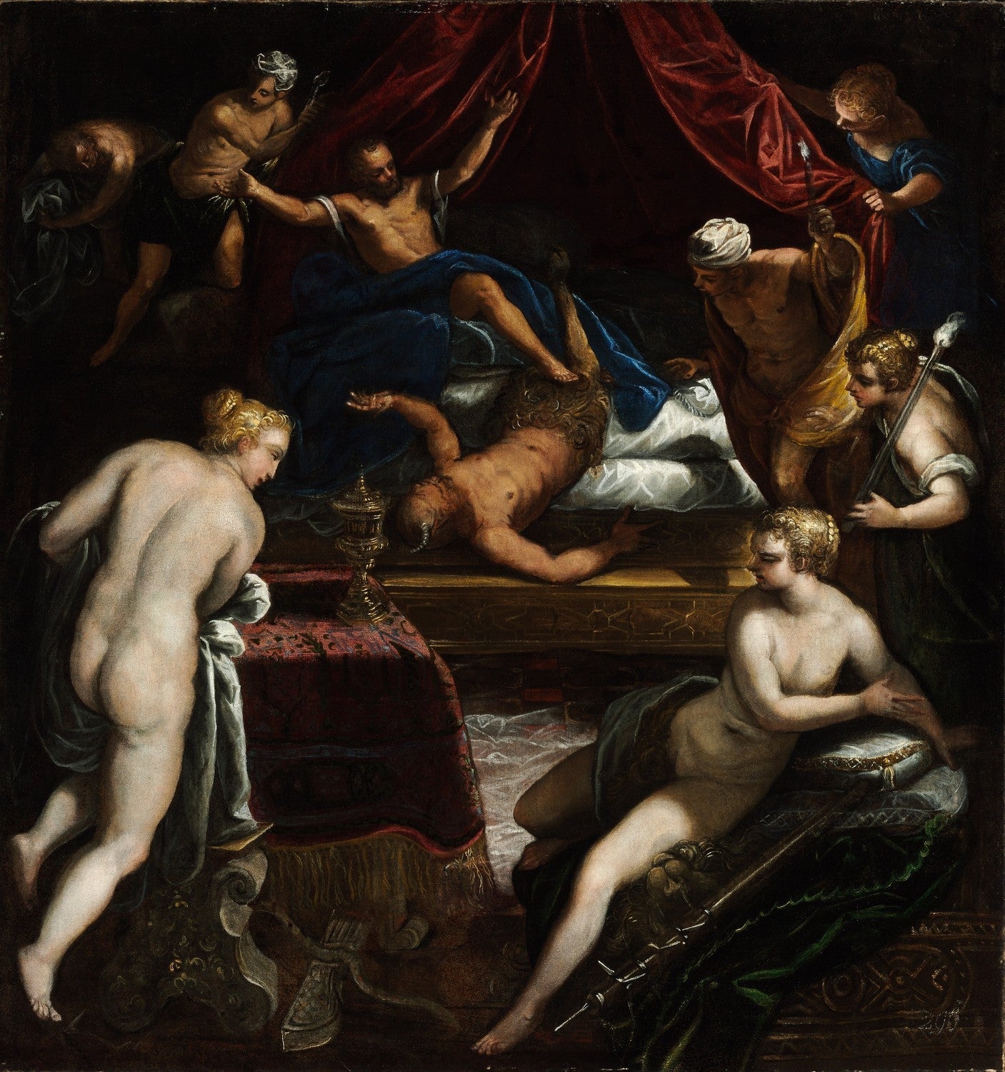 Hercules Expelling the Faun from Omphale's Bed by Tintoretto