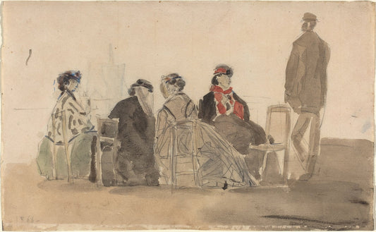 Four Ladies Seated at Trouville by Eugène Boudin