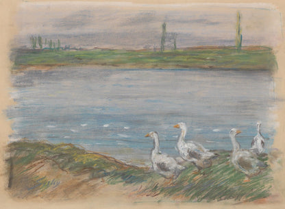 Four Geese By a Pond by Alfred Sisley