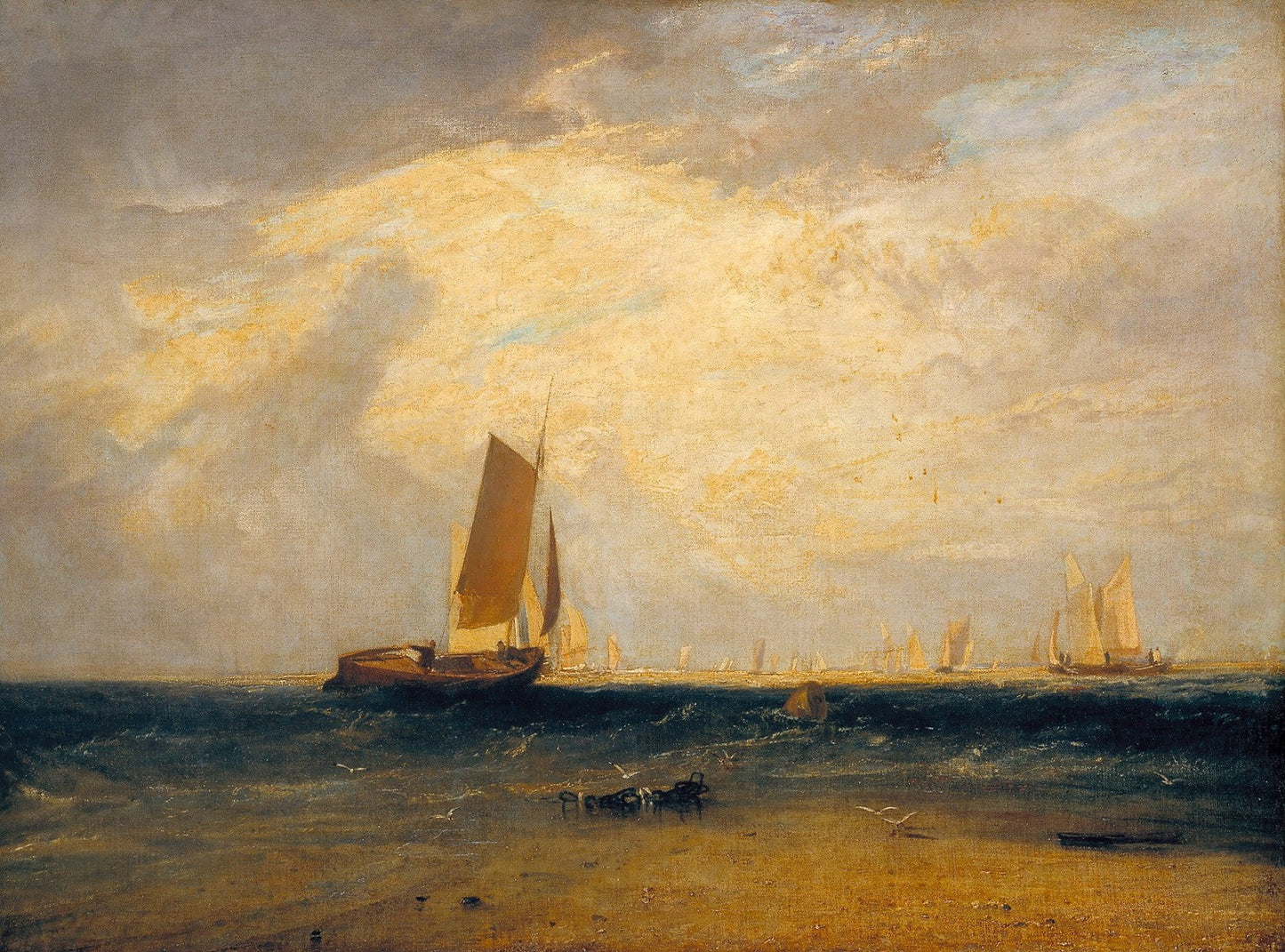 Fishing upon the Blythe-Sand, Tide Setting In by J. M. W. Turner