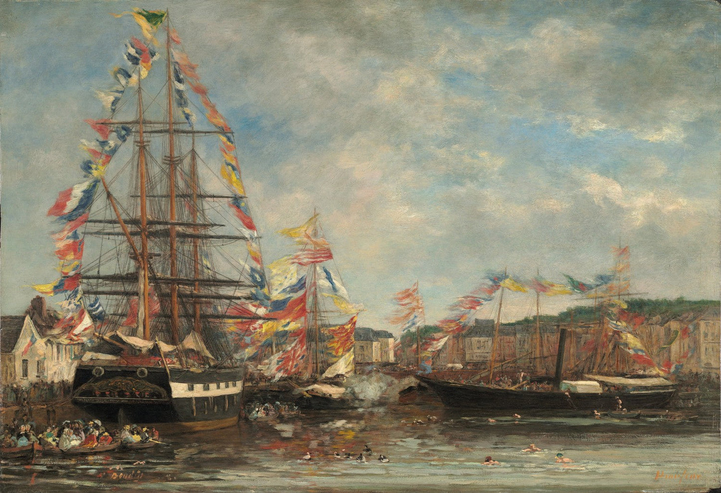 Festival in the Harbor of Honfleur by Eugène Boudin