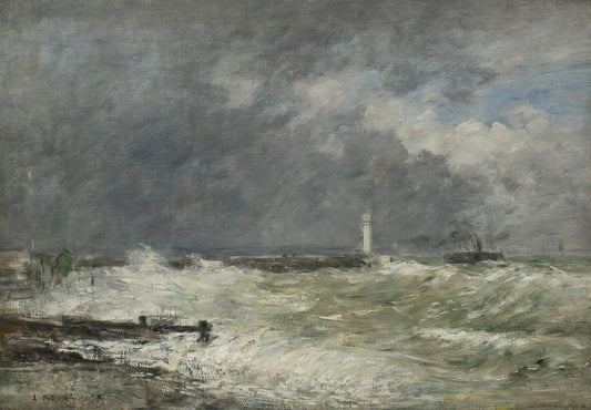 Entrées des jetées du Havre par gros temps by Eugène Boudin