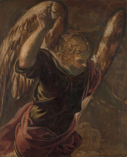 De verkondiging aan Maria; de engel by Tintoretto