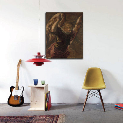 De Verkondiging aan Maria; de Engel - by Tintoretto