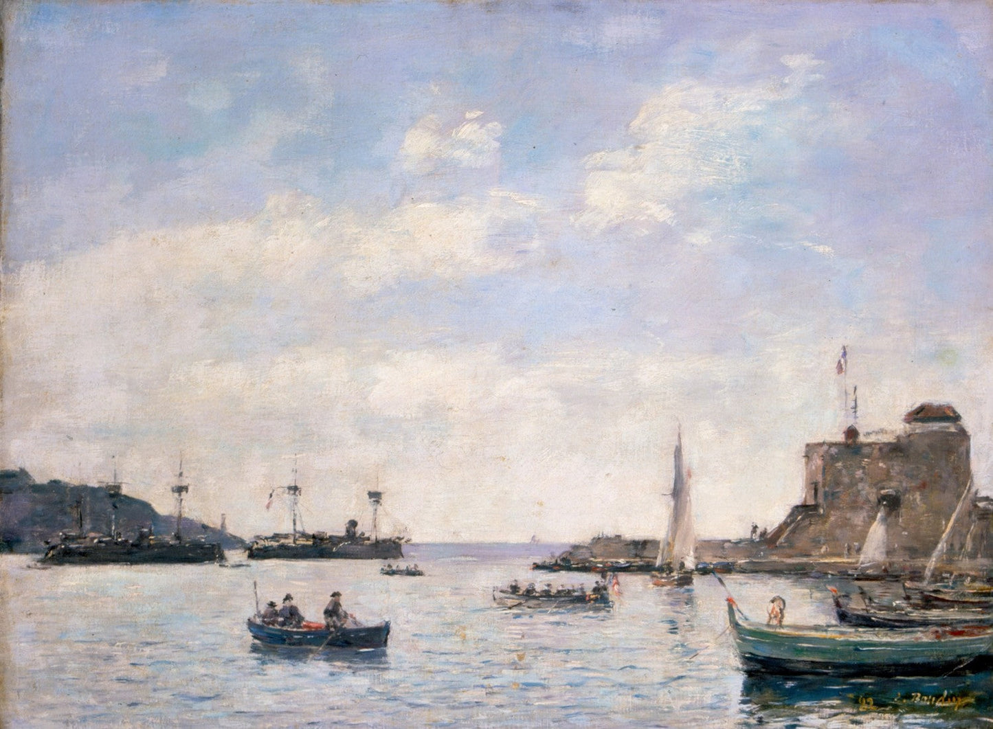 Cruisers in Villefranche by Eugène Boudin