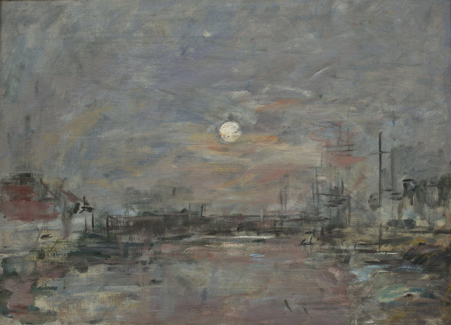 Crépuscule sur le bassin du Commerce au Havre by Eugène Boudin