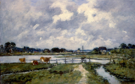 Cows in the field of Toques Valley by Eugène Boudin