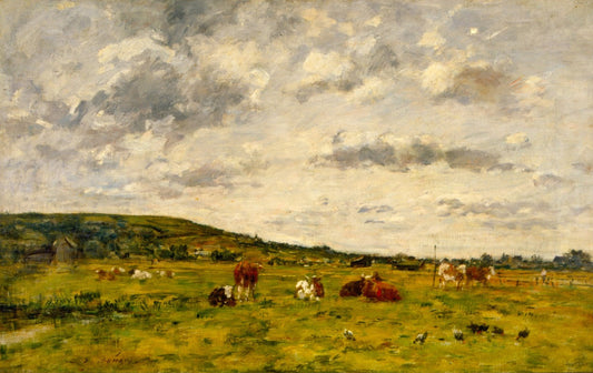 Cows grazing by Eugène Boudin