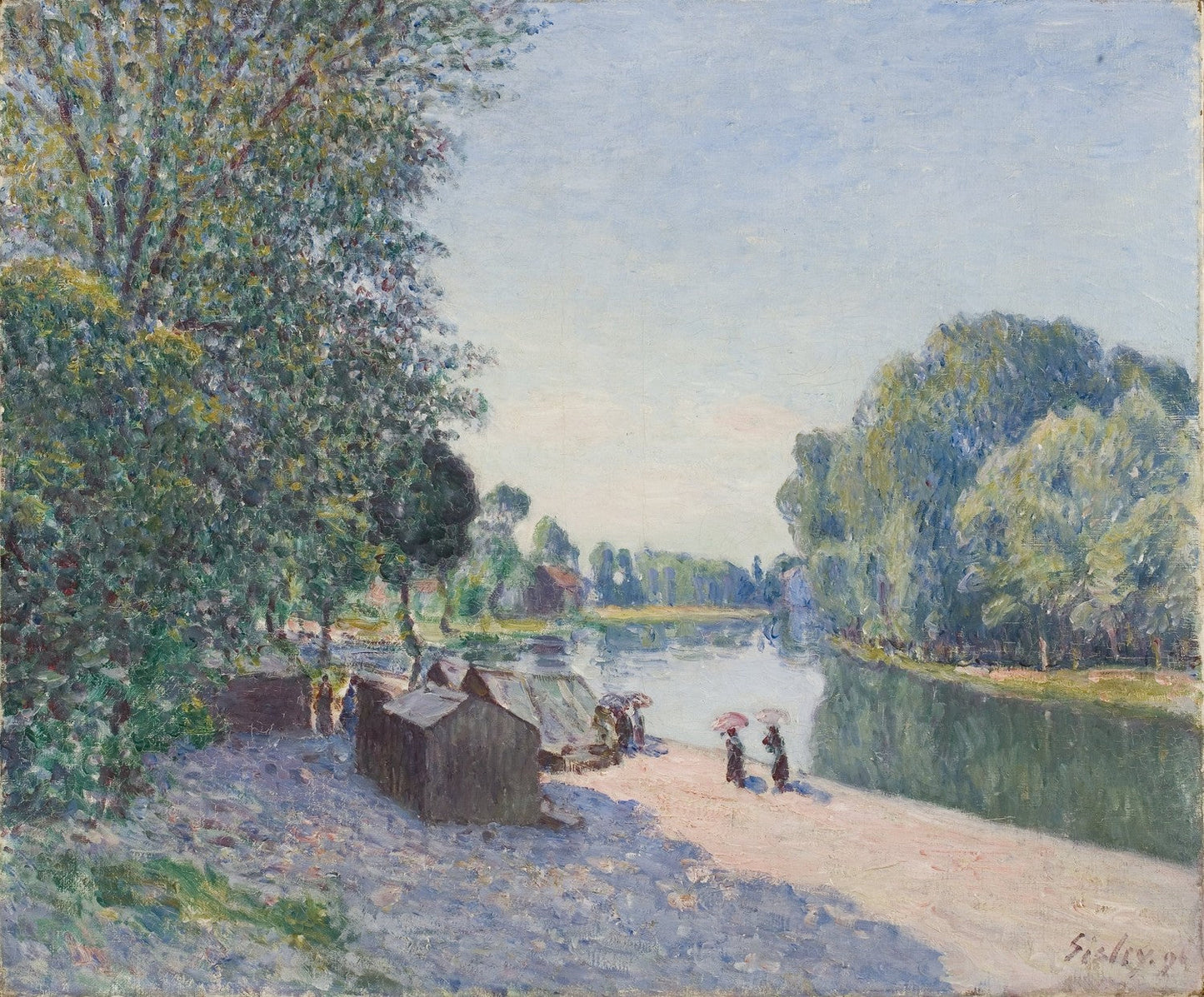 Cabanes au bord au Loing AKA Soleil du Matin by Alfred Sisley