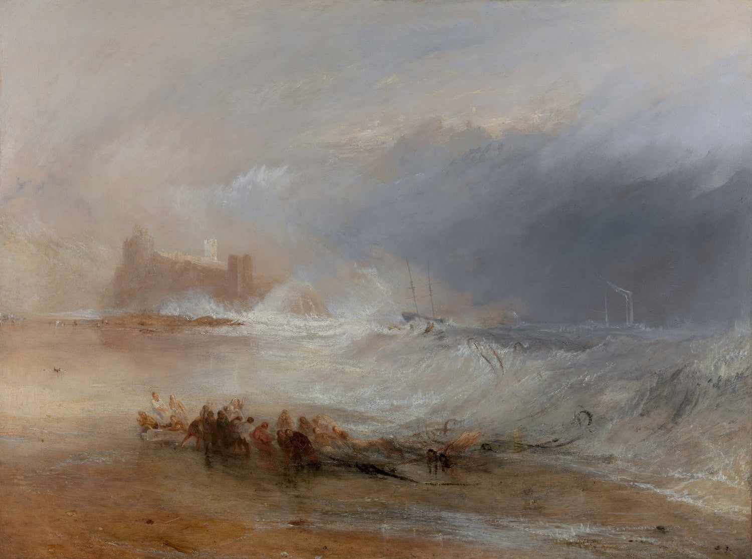 Wreckers -- Coast of Northumberland, with a Steam-Boat  Assisting a Ship off Shore by J. M. W. Turner