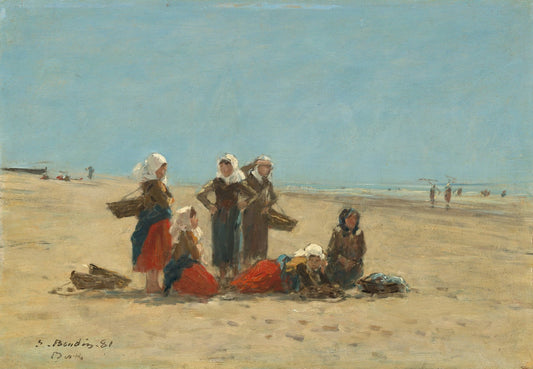 Women on the Beach at Berck by Eugène Boudin