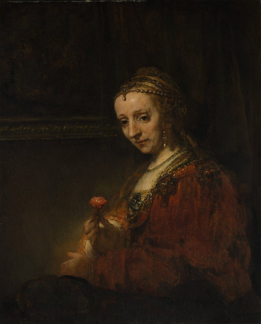 Woman with a Pink by Rembrandt