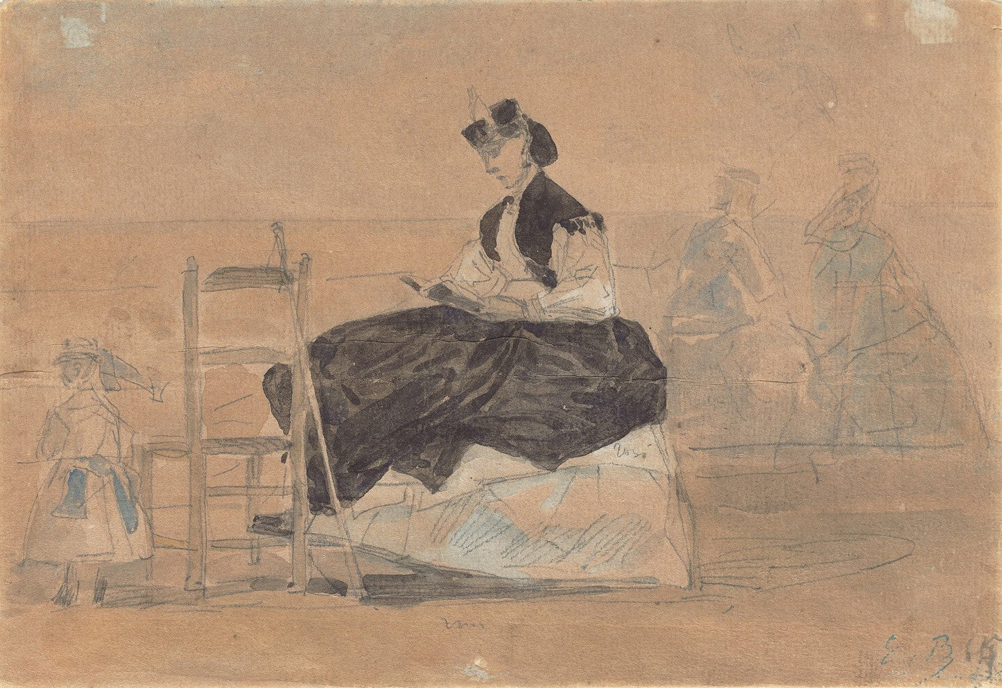 Woman in a Crinoline on the Beach of Trouville by Eugène Boudin