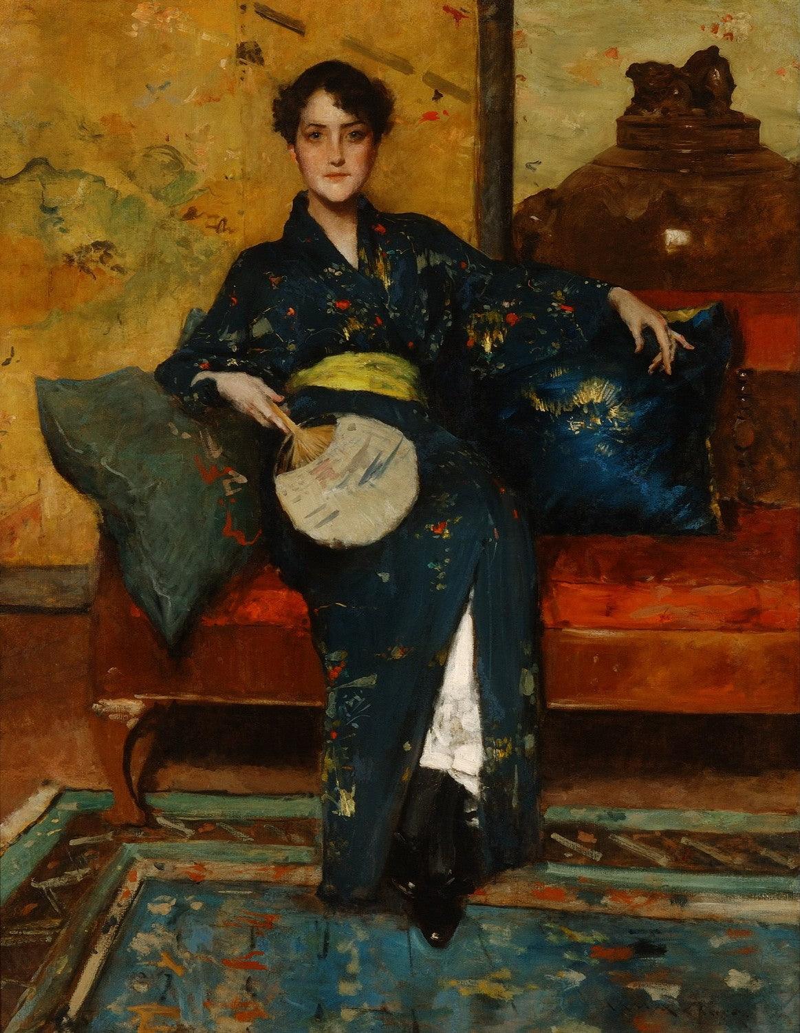 A Comfortable Corner (At Her Ease; The Blue Kimono) by William Merritt Chase