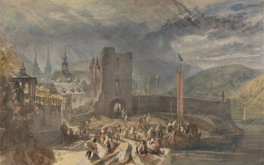 A View of Boppart, with Figures on the River Bank by J. M. W. Turner