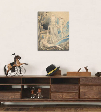 Angel of the Divine Presence Bringing Eve to Adam (The Creation of Eve: "And She Shall be Called Woman) (recto); Sketch for the same (verso) - by William Blake